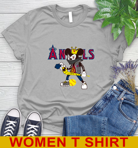 Los Angeles Angels MLB Baseball Mickey Peace Sign Sports Women's T-Shirt 5
