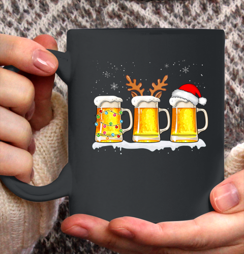 Santa Reindeer and Christmas Light Beer Christmas Pajamas Ceramic Mug 11oz
