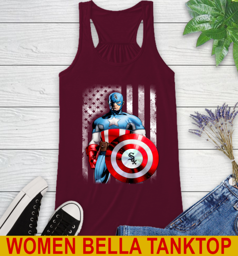 Chicago White Sox MLB Baseball Captain America Marvel Avengers American Flag Shirt Racerback Tank 2