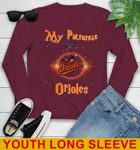 MLB Baseball Harry Potter My Patronus Is A Baltimore Orioles Youth Long Sleeve 6