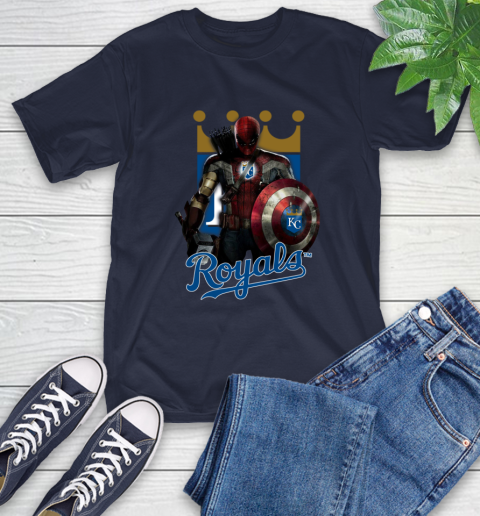 MLB Captain America Thor Spider Man Hawkeye Avengers Endgame Baseball Kansas City Royals T-Shirt 4