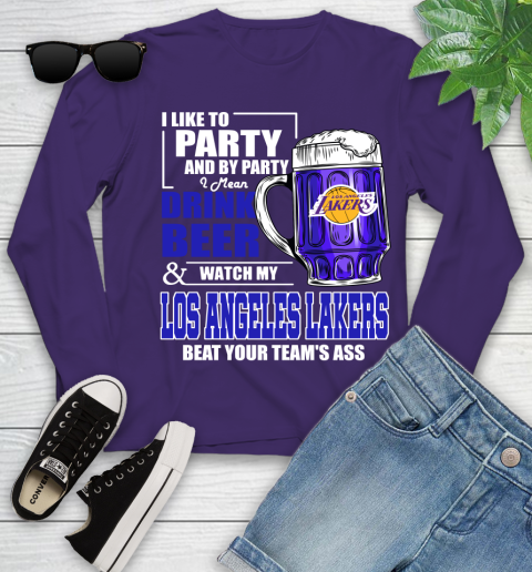 NBA Drink Beer and Watch My Los Angeles Lakers Beat Your Team's Ass Basketball Youth Long Sleeve 4