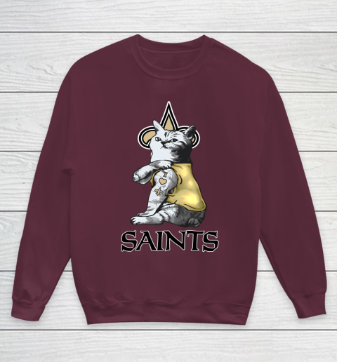 NFL Football My Cat Loves New Orleans Saints Youth Sweatshirt 4