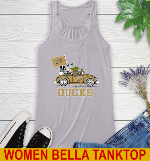 NHL Hockey Anaheim Ducks Darth Vader Baby Yoda Driving Star Wars Shirt Racerback Tank 5