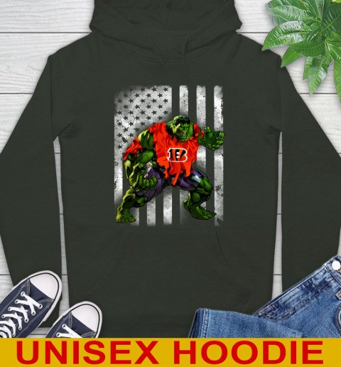 Cincinnati Bengals Hulk Marvel Avengers NFL Football American Flag Hoodie 12