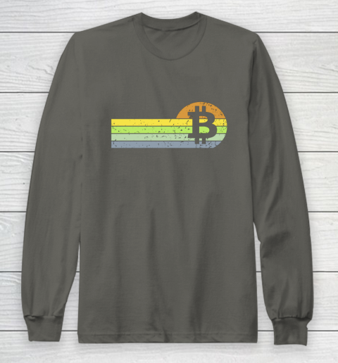 Bitcoin BTC Vintage Sunset Crypto Cryptocurrency Blockchain Long Sleeve T-Shirt 5