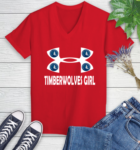 NBA Minnesota Timberwolves Girl Under Armour Basketball Sports Women's V-Neck T-Shirt 11