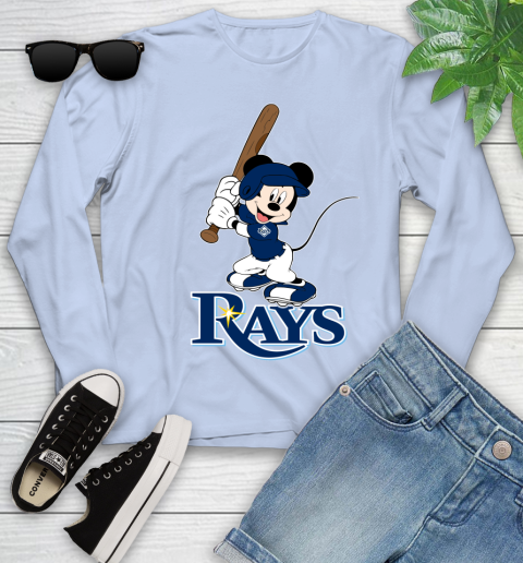 MLB Baseball Tampa Bay Rays Cheerful Mickey Mouse Shirt Youth Long Sleeve 9