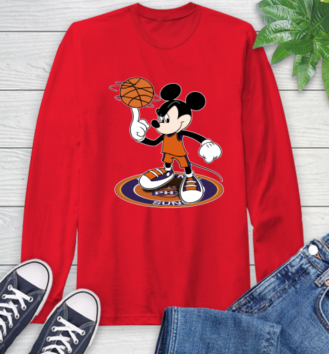 NBA Basketball Phoenix Suns Cheerful Mickey Disney Shirt Long Sleeve T-Shirt 11