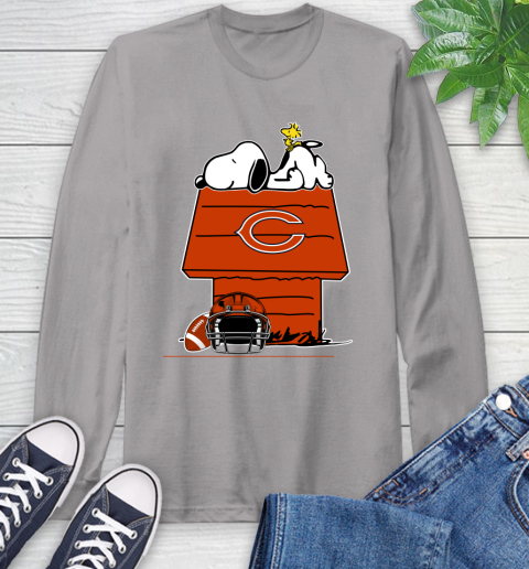 Chicago Bears NFL Football Snoopy Woodstock The Peanuts Movie Long Sleeve T-Shirt 6