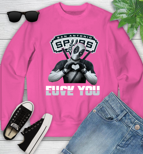NBA San Antonio Spurs Deadpool Love You Fuck You Basketball Sports Youth Sweatshirt 6