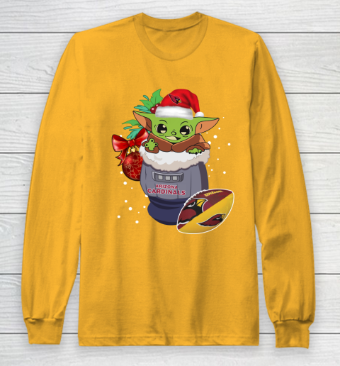 Arizona Cardinals Christmas Baby Yoda Star Wars Funny Happy NFL Long Sleeve T-Shirt 3