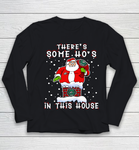 Dallas Stars Christmas There Is Some Hos In This House Santa Stuck In The Chimney NHL Youth Long Sleeve