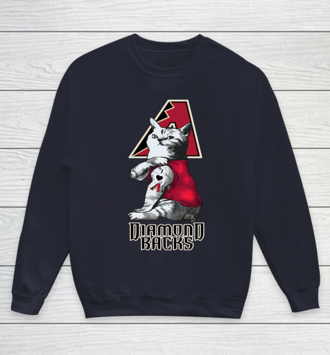 MLB Baseball My Cat Loves Arizona Diamondbacks Youth Sweatshirt 2