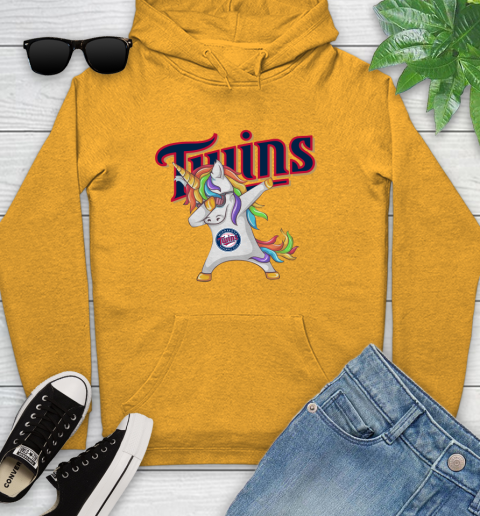 Minnesota Twins MLB Baseball Funny Unicorn Dabbing Sports Youth Hoodie 3