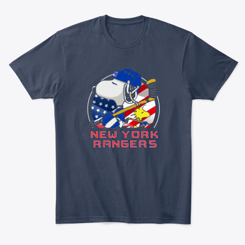 ye7l new york rangersnoopy and woodstock nhl classic t shirt 2 front navy