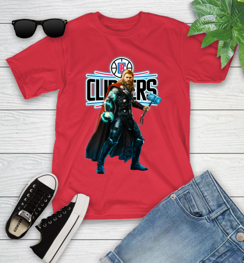 NBA Thor Avengers Endgame Basketball Los Angeles Clippers Youth T-Shirt 10