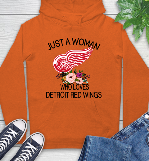 NHL Just A Woman Who Loves Detroit Red Wings Hockey Sports Hoodie 3