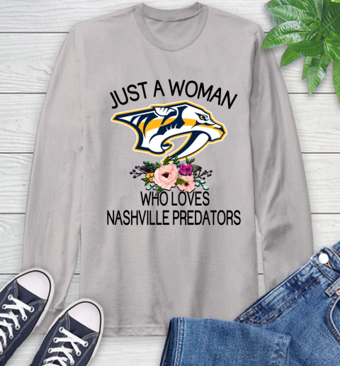 NHL Just A Woman Who Loves Nashville Predators Hockey Sports Long Sleeve T-Shirt 11