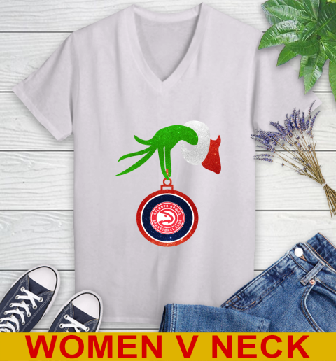 Atlanta Hawks Grinch Merry Christmas NBA Basketball Women's V-Neck T-Shirt