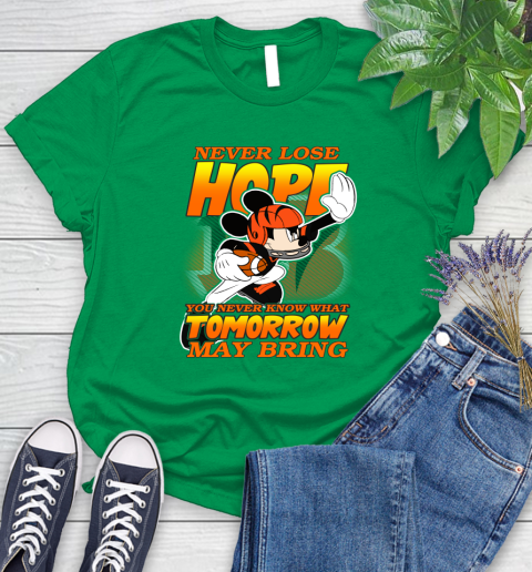 Cincinnati Bengals NFL Football Mickey Disney Never Lose Hope Women's T-Shirt 9