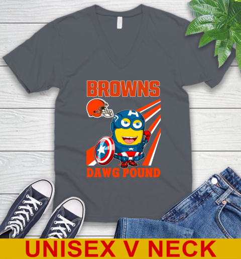 NFL Football Cleveland Browns Captain America Marvel Avengers Minion Shirt V-Neck T-Shirt 4
