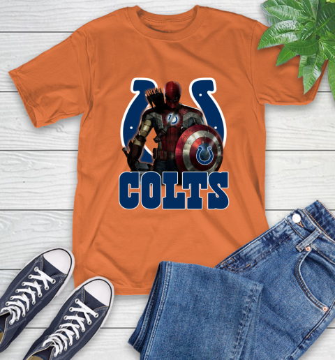 NFL Captain America Thor Spider Man Hawkeye Avengers Endgame Football Indianapolis Colts T-Shirt 5