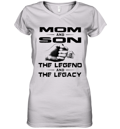 Vintage Mom And Son The Legend And The Legacy Women S V Neck T Shirt Cheap T Shirts Store Online Shopping