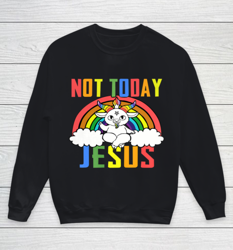 Unicorn Rainbow Not Today Jesus Premium Youth Sweatshirt