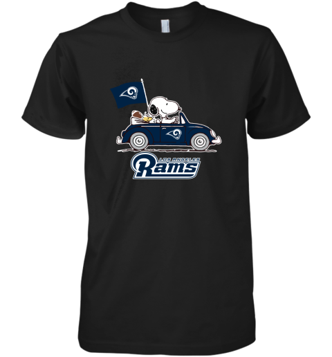 Snoopy And Woodstock Ride The Los Angeles Rams Car NFL Premium Men's T-Shirt