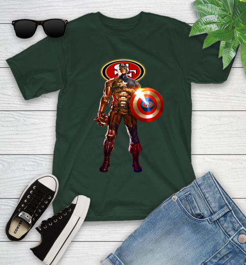 NFL Captain America Marvel Avengers Endgame Football Sports San Francisco 49ers Youth T-Shirt 5