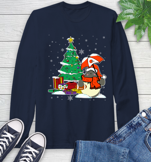 Cleveland Browns NFL Football Cute Tonari No Totoro Christmas Sports Long Sleeve T-Shirt 3