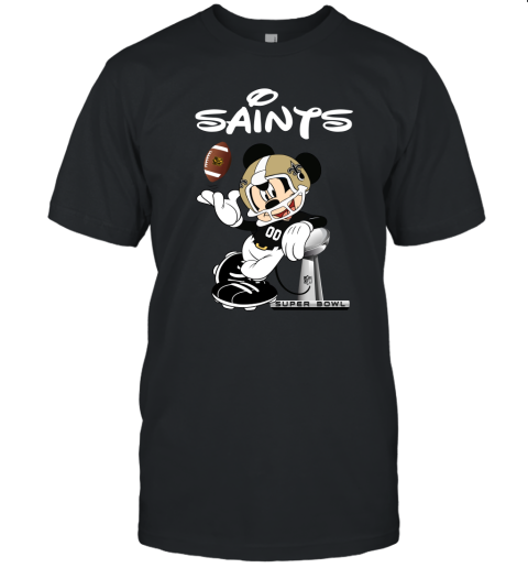 Mickey Saints Taking The Super Bowl Trophy Football Unisex Jersey Tee