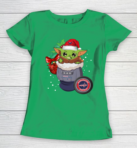 Washington Capitals Christmas Baby Yoda Star Wars Funny Happy NHL Women's T-Shirt