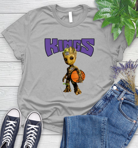 Sacramento Kings NBA Basketball Groot Marvel Guardians Of The Galaxy Women's T-Shirt 5