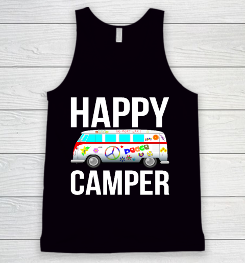 Happy Camper Camping Van Peace Sign Hippies 1970s Campers Tank Top