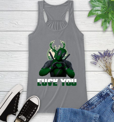 NBA Milwaukee Bucks Deadpool Love You Fuck You Basketball Sports Racerback Tank 4