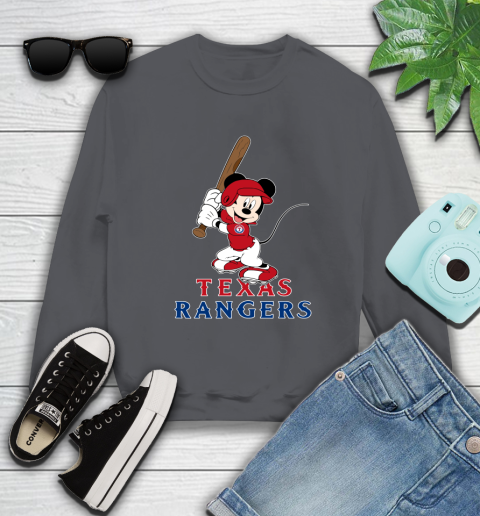 MLB Baseball Texas Rangers Cheerful Mickey Mouse Shirt Sweatshirt 6