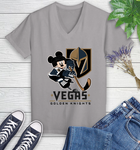 NHL Vegas Golden Knights Mickey Mouse Disney Hockey T Shirt Women's V-Neck T-Shirt 4