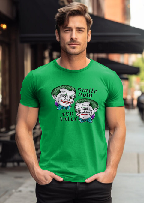 xfgr best smile now cry later clown merch classic t shirt 2 front irish green