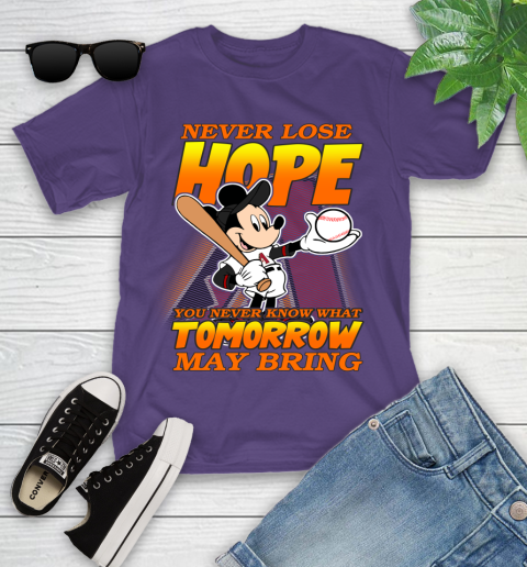 Arizona Diamondbacks MLB Baseball Mickey Disney Never Lose Hope Youth T-Shirt 3