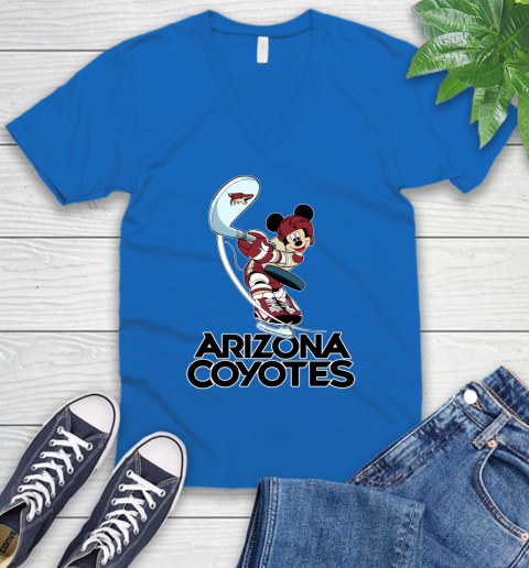 NHL Hockey Arizona Coyotes Cheerful Mickey Mouse Shirt V-Neck T-Shirt 6