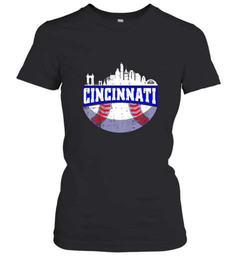 Cincinnati Baseball Skyline Ohio Baseball Player Gift Women's T-Shirt