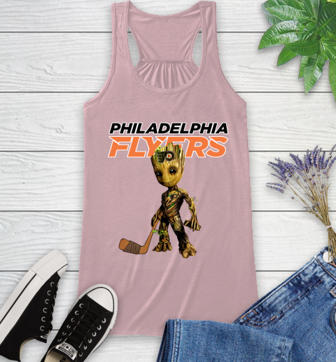 Philadelphia Flyers NHL Hockey Groot Marvel Guardians Of The Galaxy Racerback Tank 11