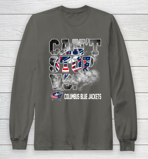 NHL Columbus Blue Jackets Hockey Can't Stop Vs Long Sleeve T-Shirt 5
