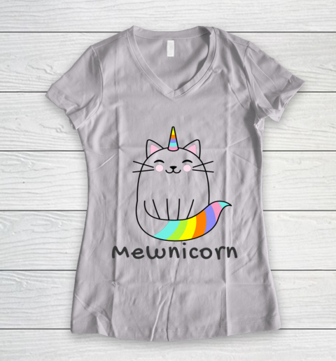 Mewnicorn cute clever design funny unicorn cat boy girl Women's V-Neck T-Shirt