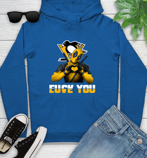 NHL Pittsburgh Penguins Deadpool Love You Fuck You Hockey Sports Youth Hoodie 11