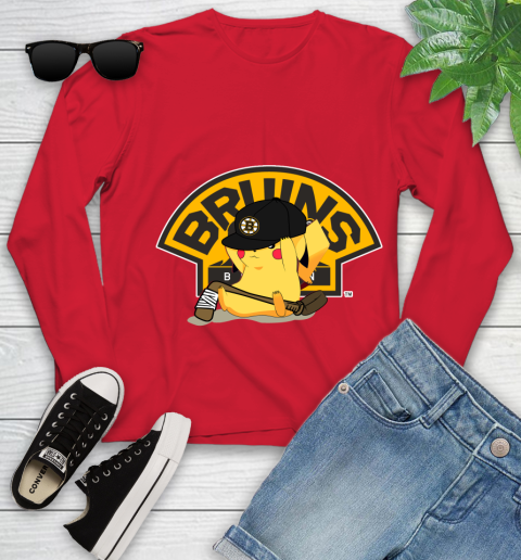 NHL Pikachu Hockey Sports Boston Bruins Youth Long Sleeve 11