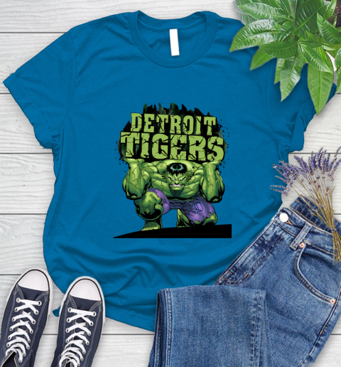 Detroit Tigers MLB Baseball Incredible Hulk Marvel Avengers Sports Women's T-Shirt 7