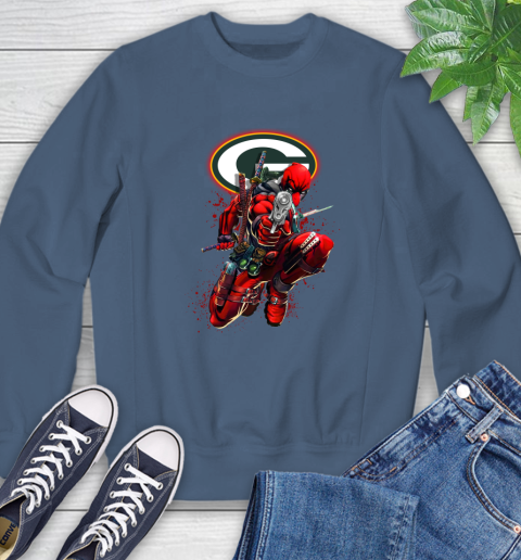 NFL Deadpool Marvel Comics Sports Football Green Bay Packers Sweatshirt 7